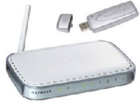 NETGEAR WGR614 54 Mbps Wireless Router - Enrutador inalmbrico + conmutador de 4 puertos - EN, Fast EN, 802.11b, 802.11g   - con NETGEAR WG111 54 Mbps Wireless
